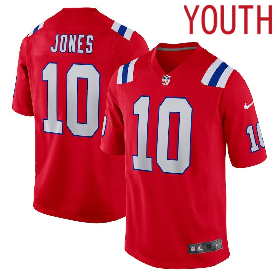 Youth New England Patriots #10 Mac Jones Nike Red Game NFL Jersey